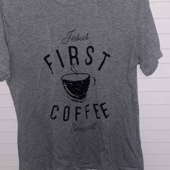 Gray Graphic Tee - First Coffee Design - Picture 2 of 2